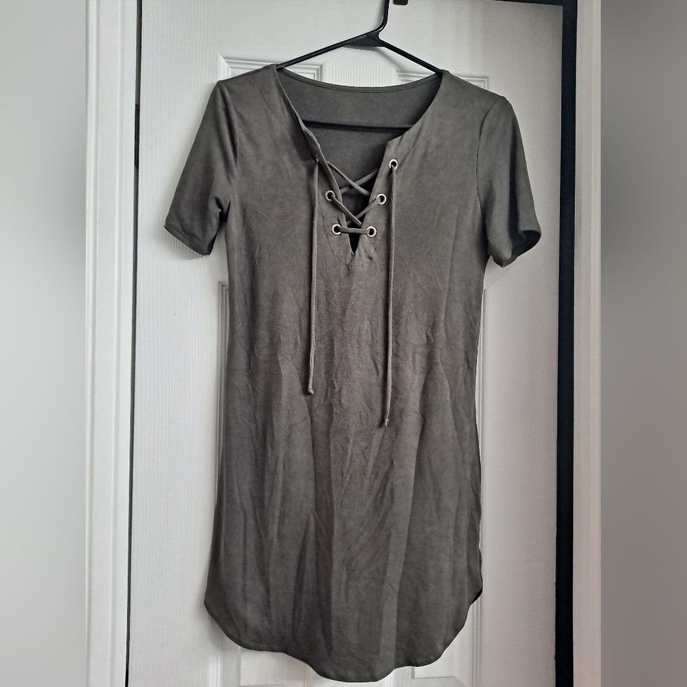 Olive Green Suede Dress